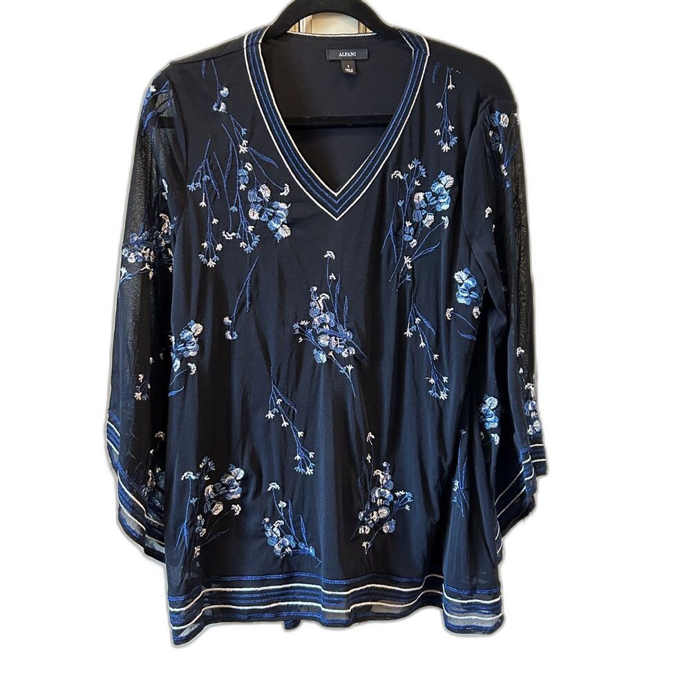 ALFANI Embroidered Blouse - Size Small - Picture 2 of 5